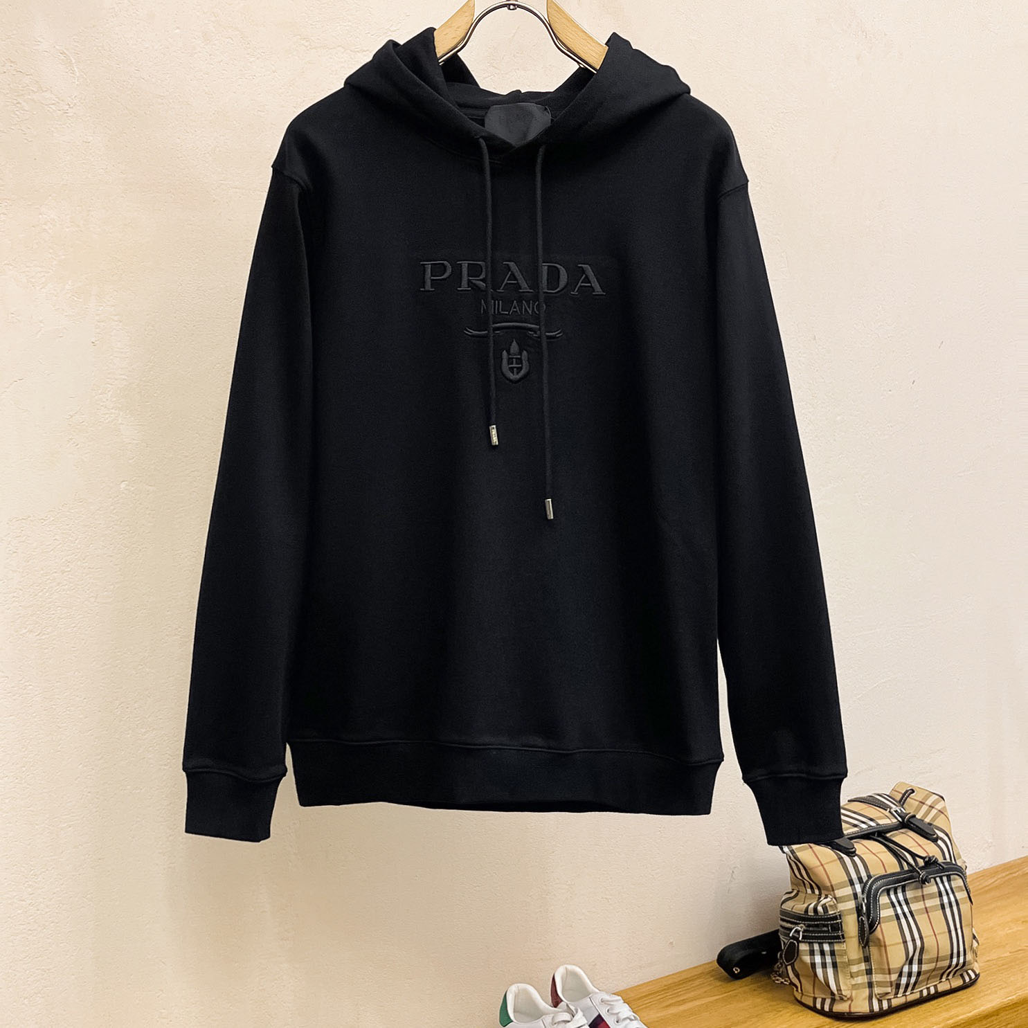 Prada Embroidered Logo Hoodie - DesignerGu