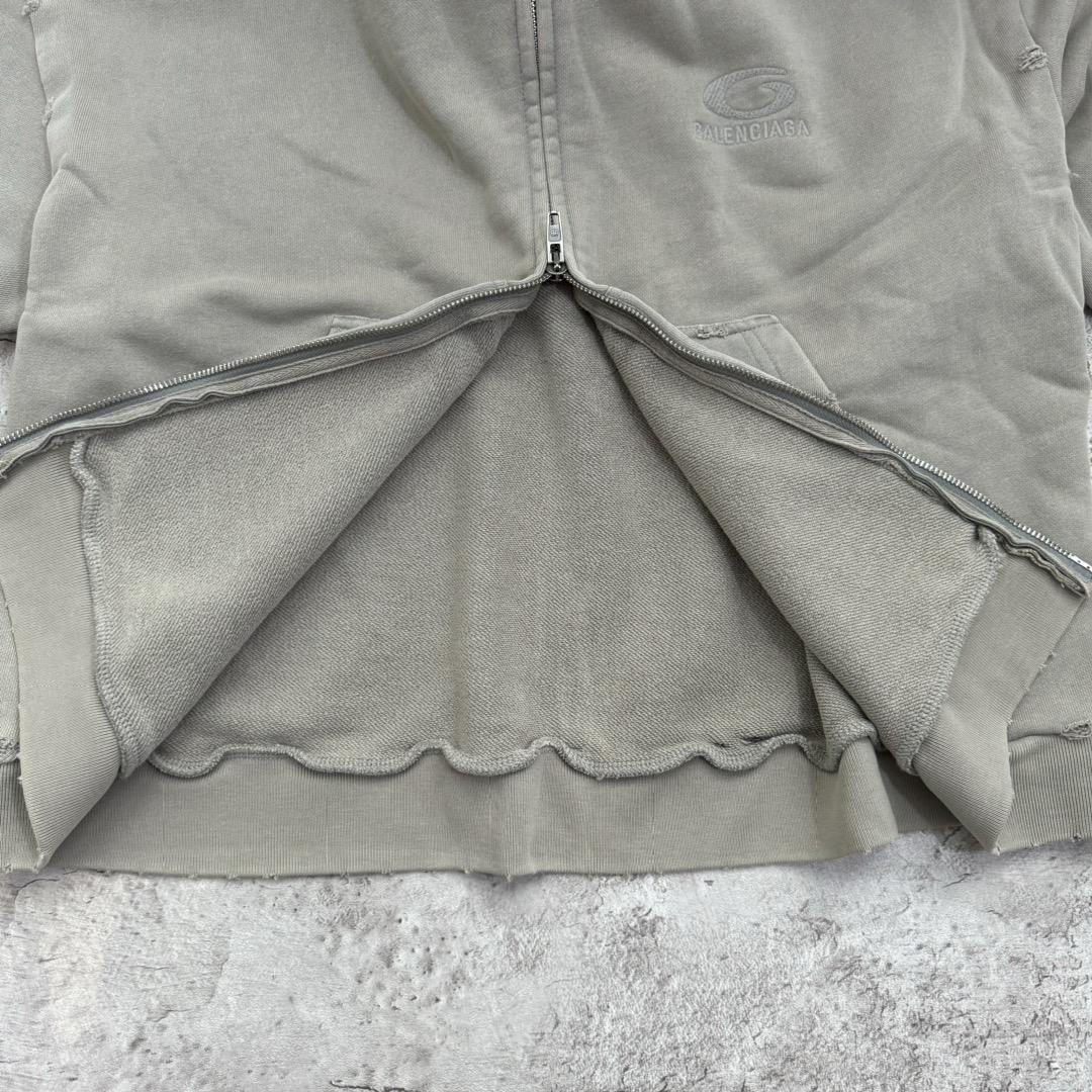 Balenciaga Y2K Zip-Up Hoodie Regular Fit In Light Beige - DesignerGu