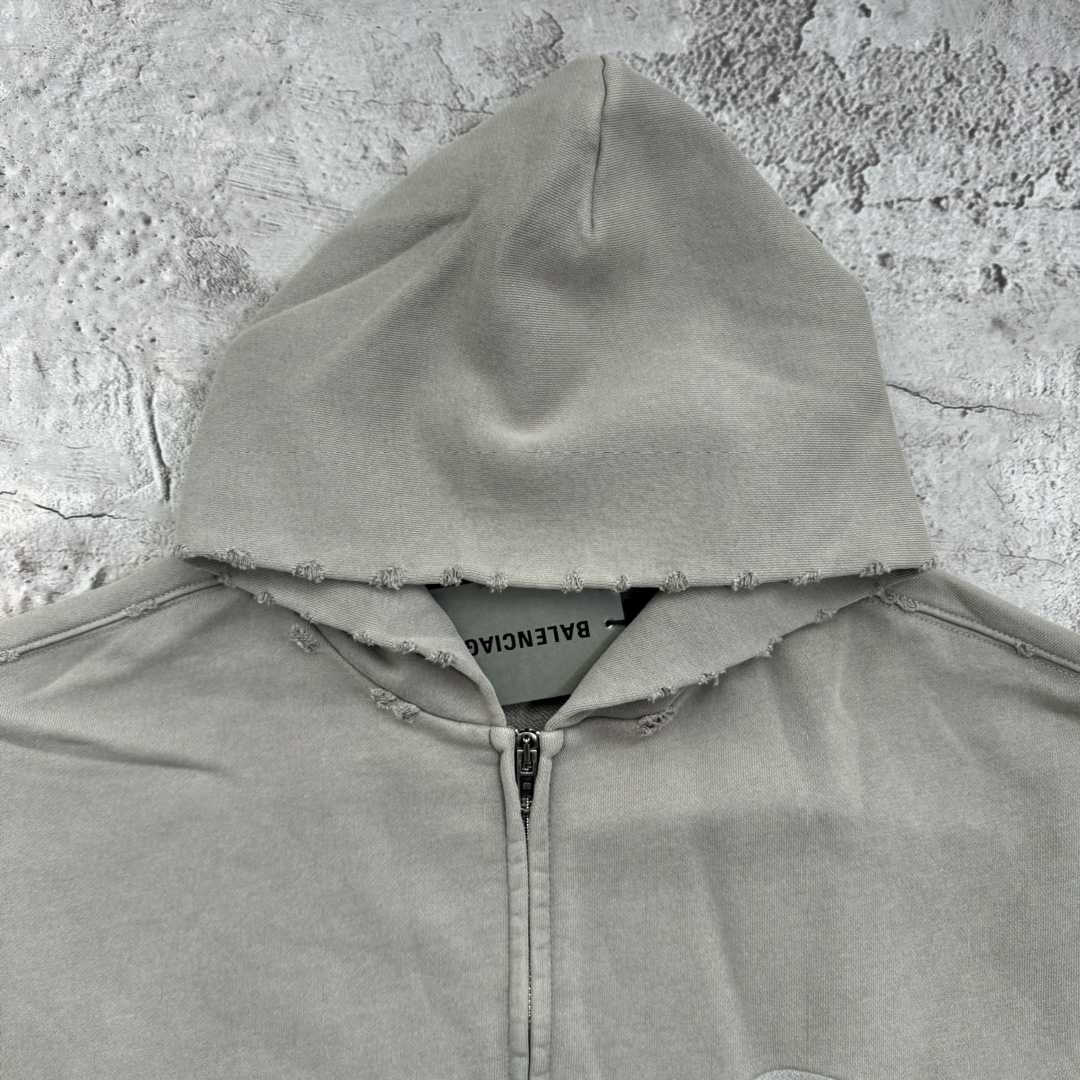 Balenciaga Y2K Zip-Up Hoodie Regular Fit In Light Beige - DesignerGu