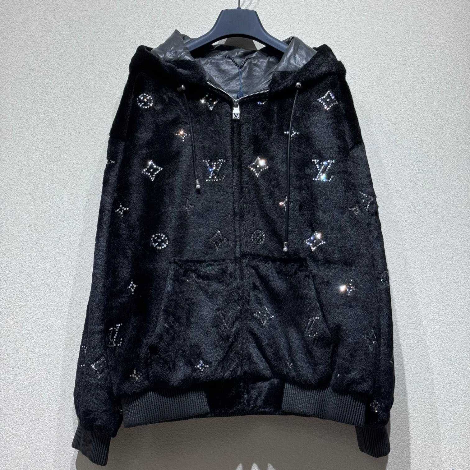 Louis Vuitton MNG Embellished Shearling Hoodie - DesignerGu