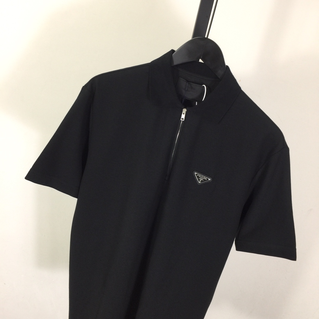 Prada Triangle-logo Cotton Polo Shirt - DesignerGu