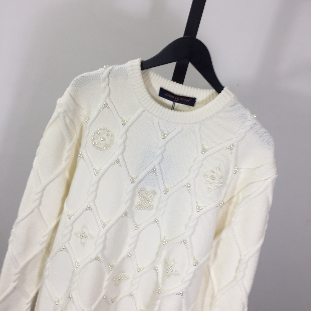 Louis Vuitton Embellished Cable Knit Wool Blend Pullover - DesignerGu