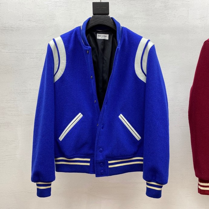 Saint Laurent Varsity Classic Teddy Bomber Jacket - DesignerGu