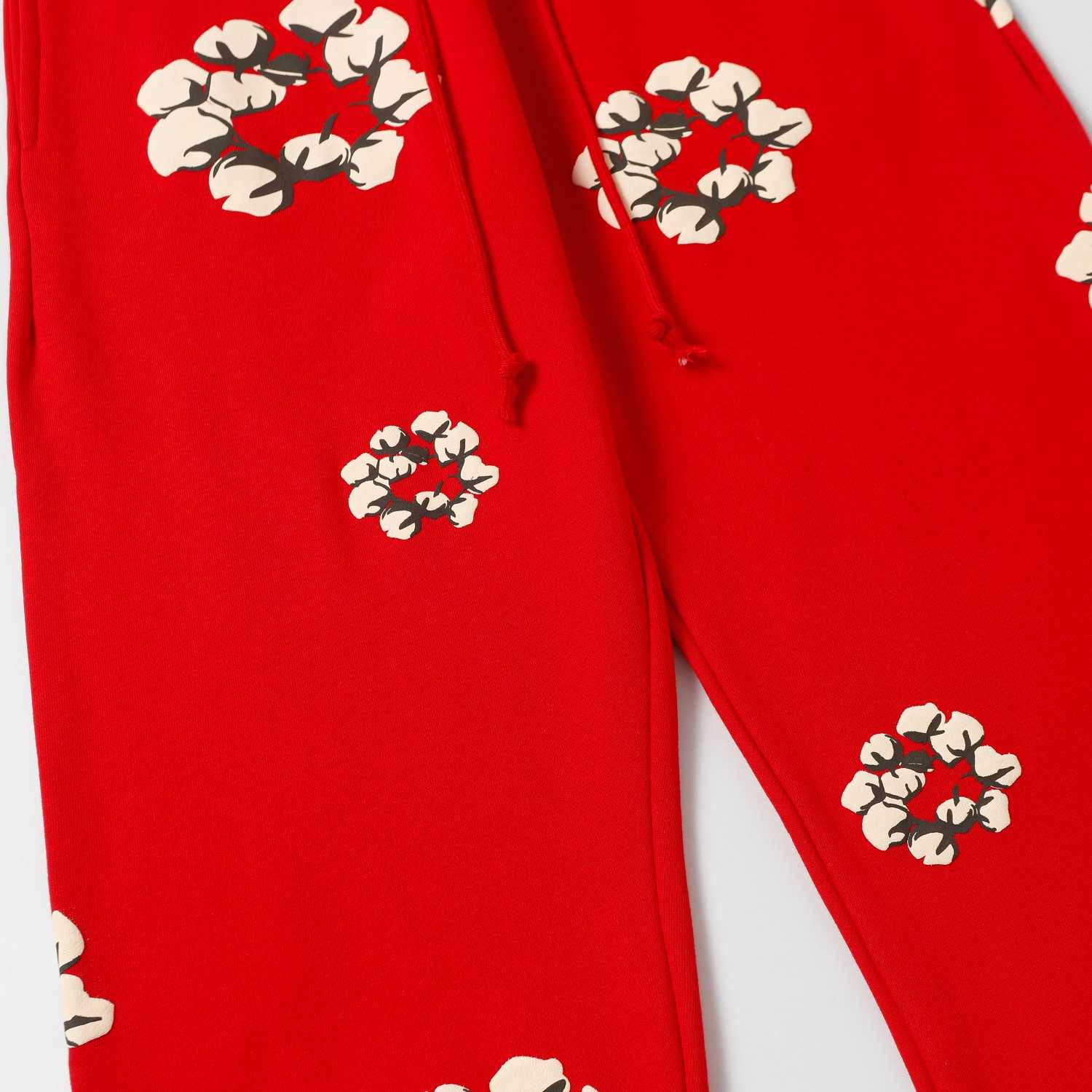 Denim Tears Cactus Tears Wreath Sweatpants Red - DesignerGu