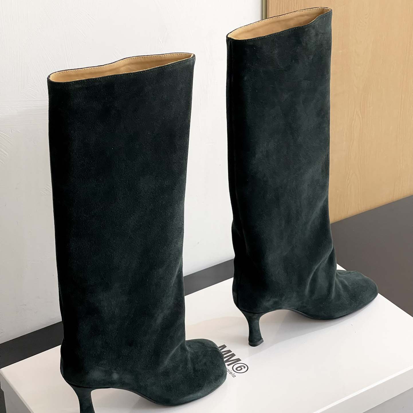 Maison Margiela Green Anatomic Tall Boots - DesignerGu