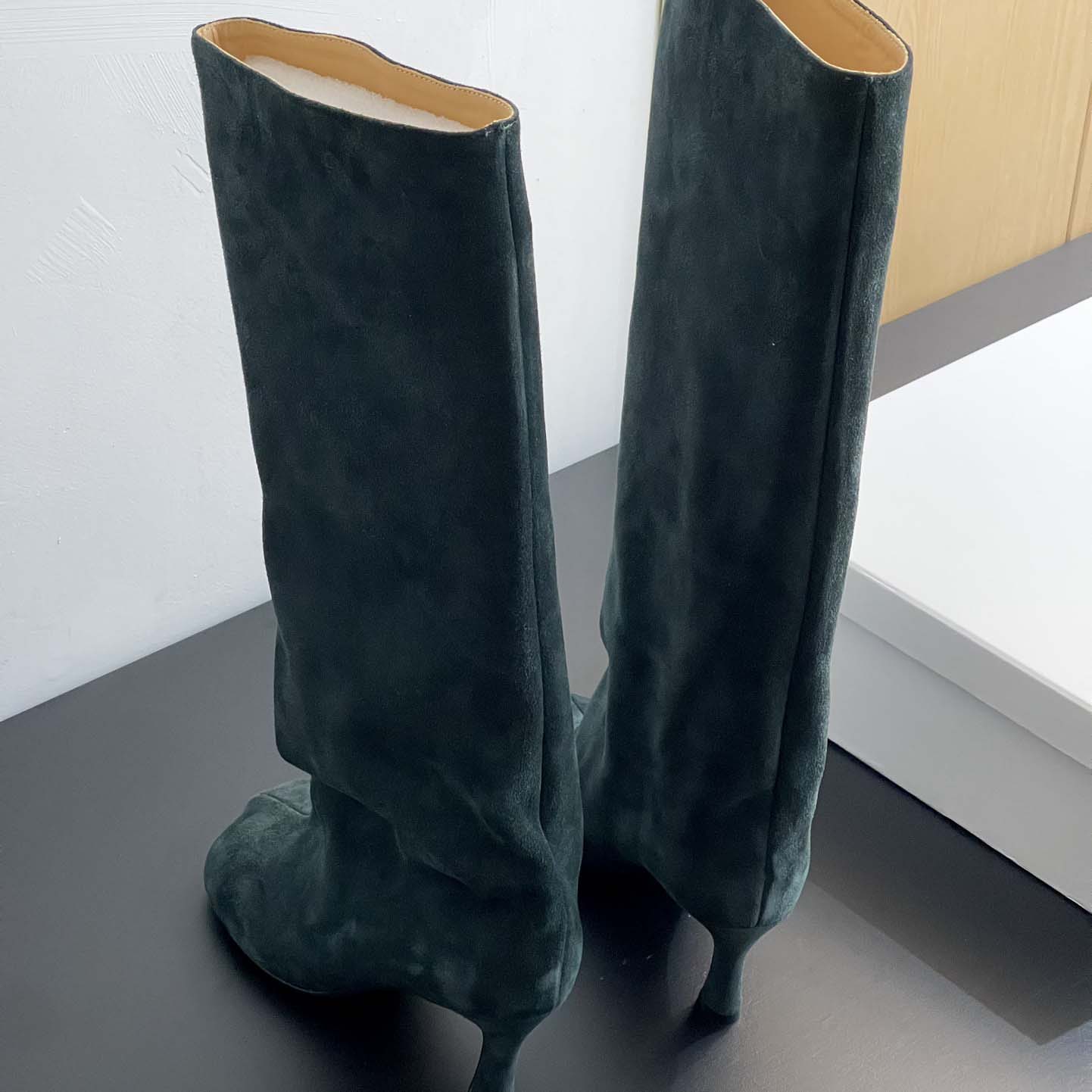 Maison Margiela Green Anatomic Tall Boots - DesignerGu