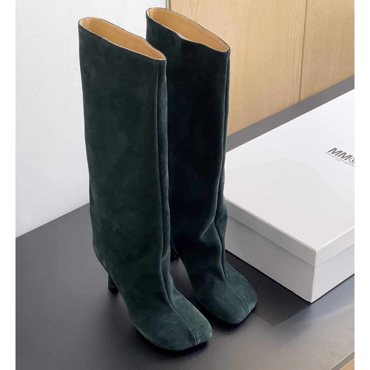 Maison Margiela Green Anatomic Tall Boots - DesignerGu