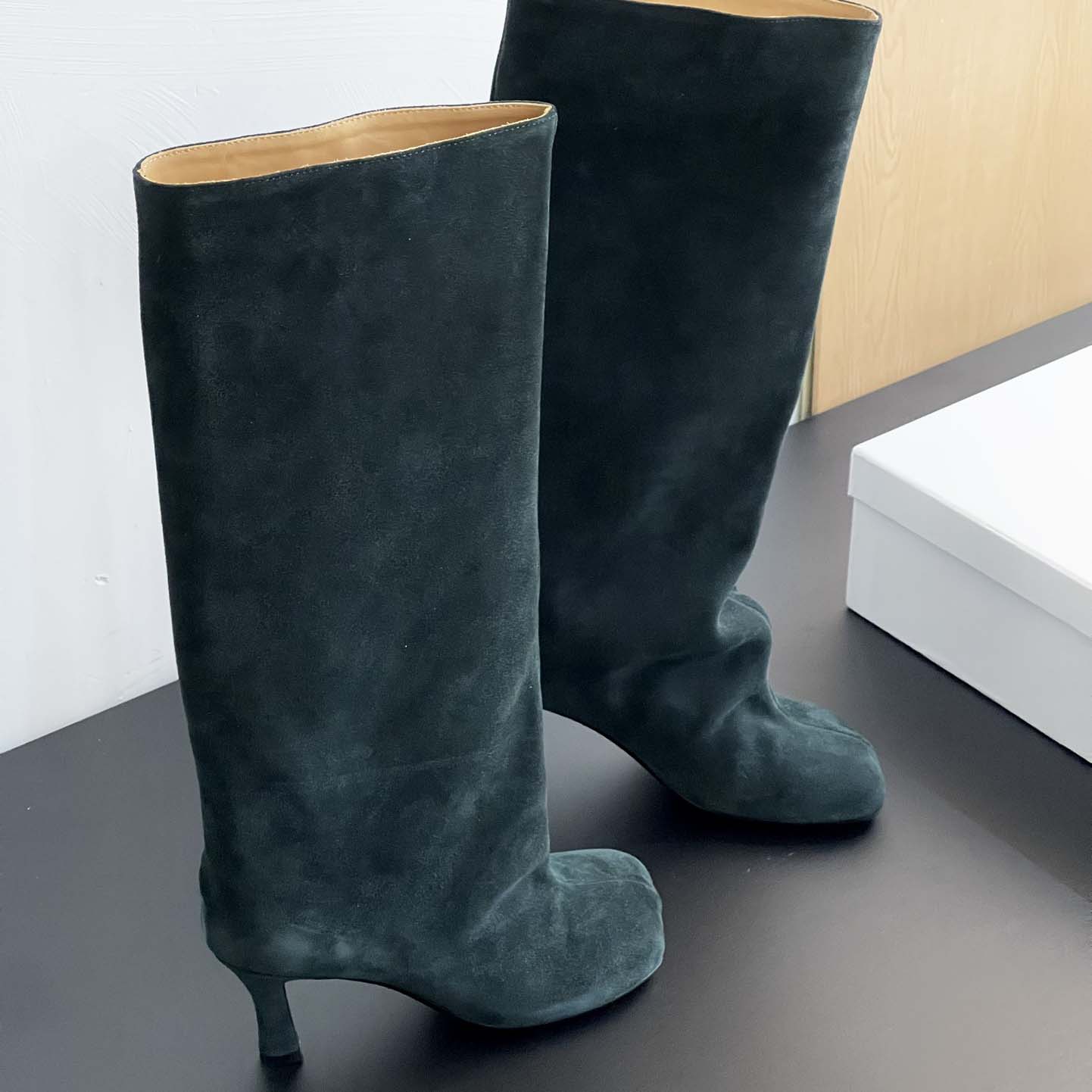 Maison Margiela Green Anatomic Tall Boots - DesignerGu