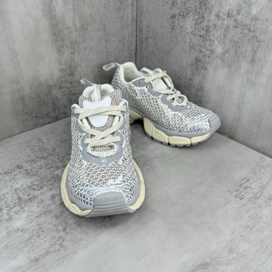 Balenciaga 3XL Fishnet Sneaker In Eggshell And Crystal Mesh - DesignerGu