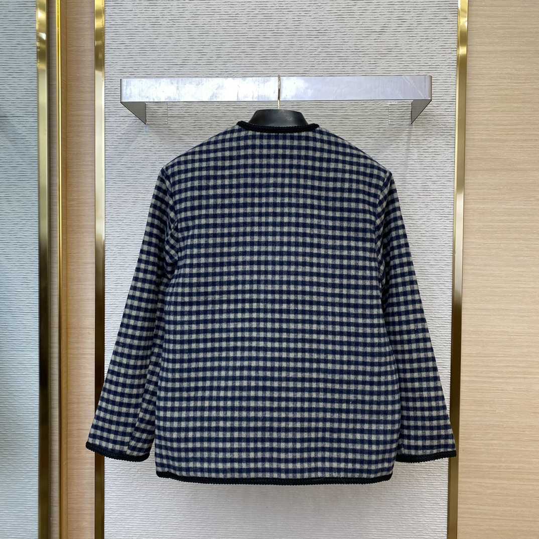 Gucci Wool Gingham Jacket With Interlocking G  - DesignerGu