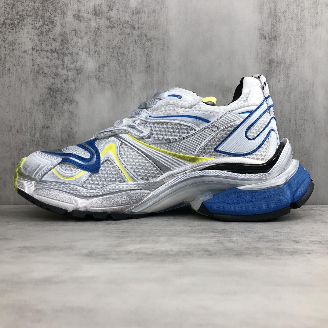 Balenciaga Runner 2.0 Sneaker In White, Yellow And Blue Mesh And Polyurethane - DesignerGu