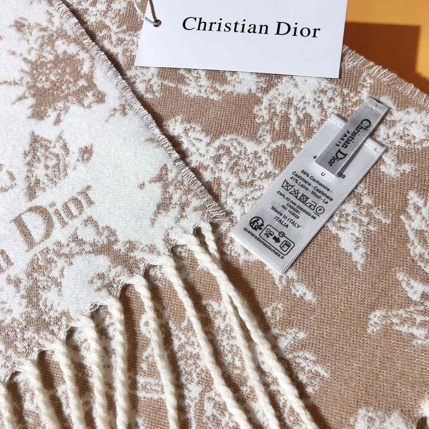 Dior Chardons Scarf Rose des Vents Cashmere And Wool - DesignerGu