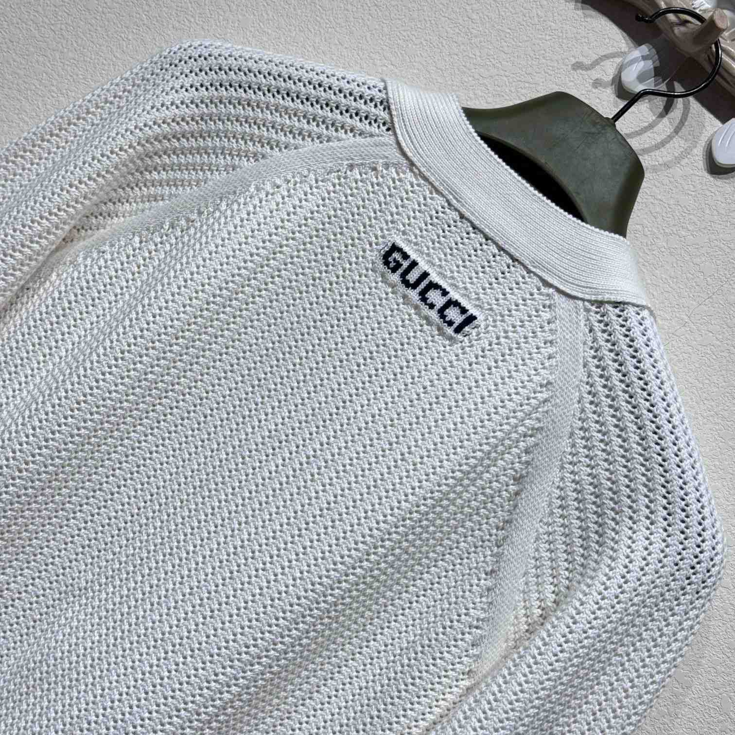 Gucci Ajour Cotton Knit Cardigan With Web - DesignerGu