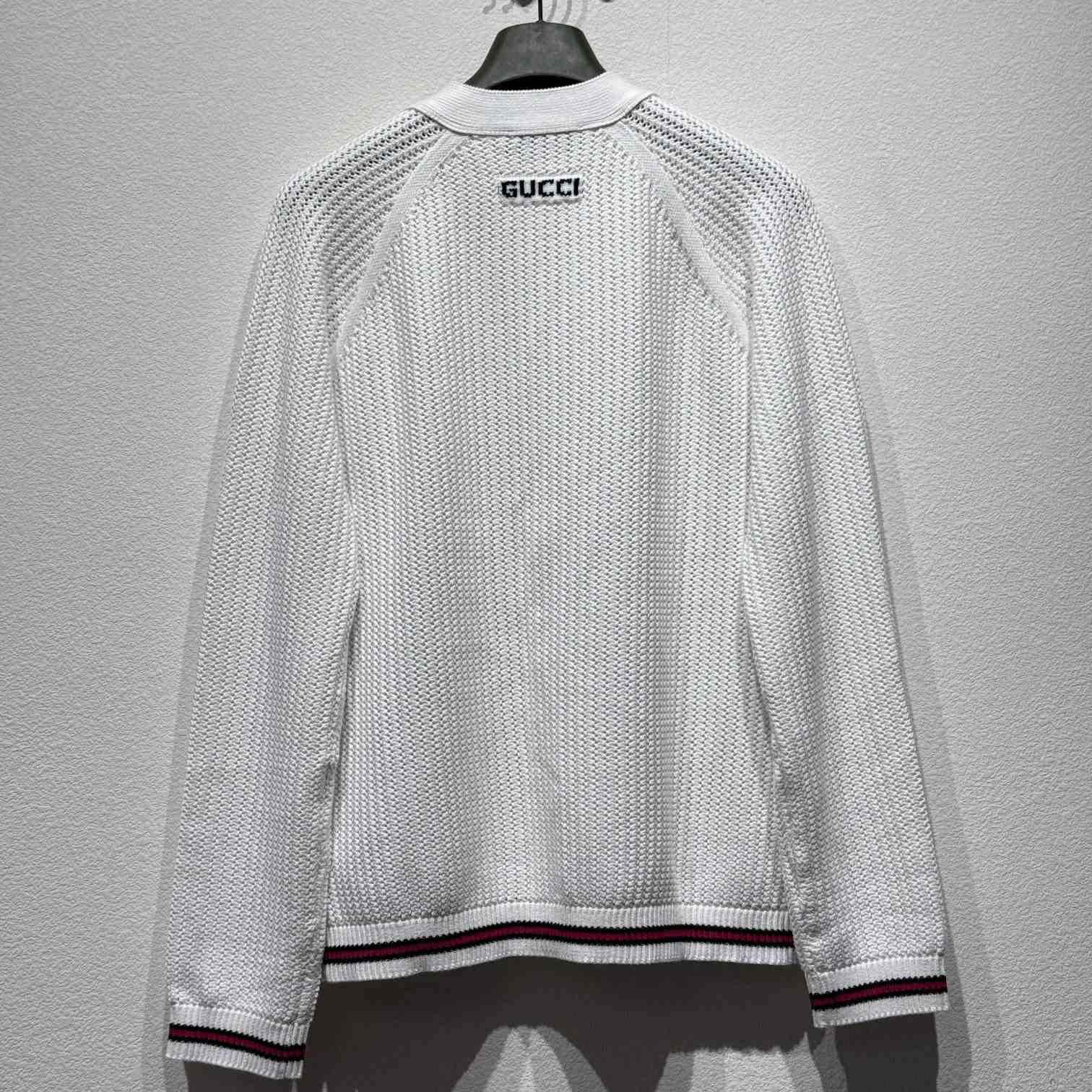 Gucci Ajour Cotton Knit Cardigan With Web - DesignerGu