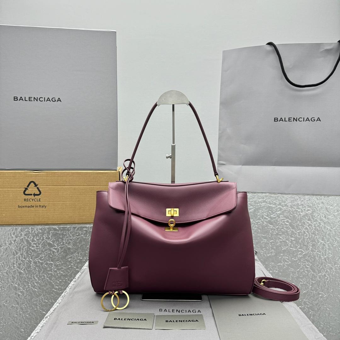 Balenciaga Rodeo Medium Handbag In Burgundy - DesignerGu