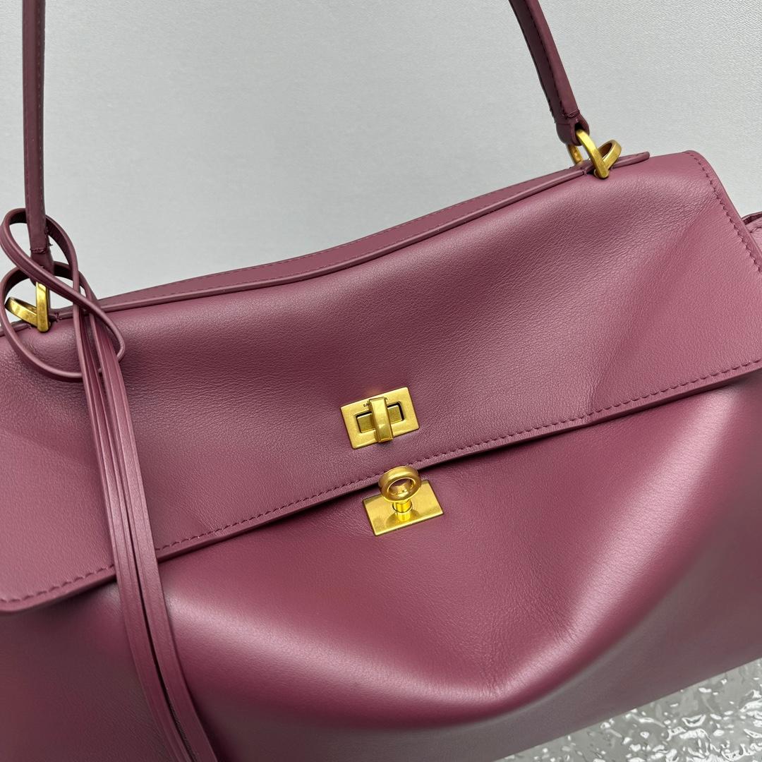 Balenciaga Rodeo Medium Handbag In Burgundy - DesignerGu