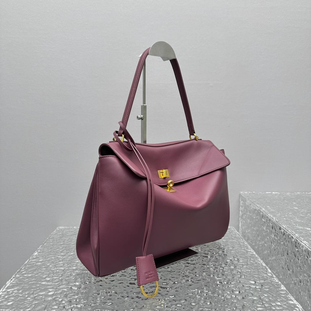 Balenciaga Rodeo Medium Handbag In Burgundy - DesignerGu