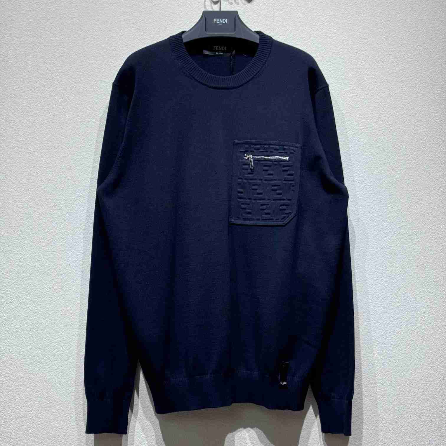 Fendi Navy Blue Wool Jumper - DesignerGu