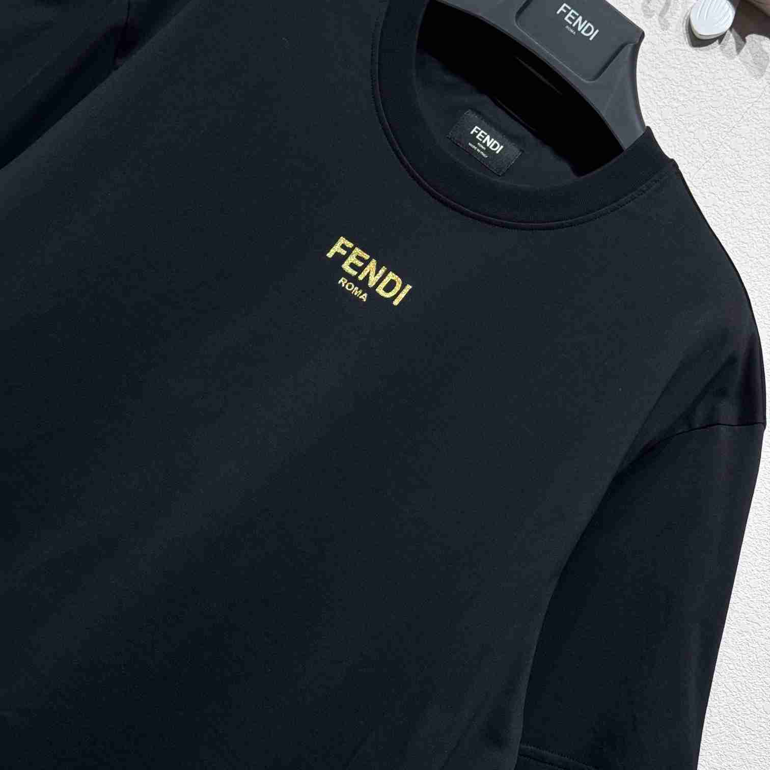 Fendi Black Cotton T-shirt - DesignerGu