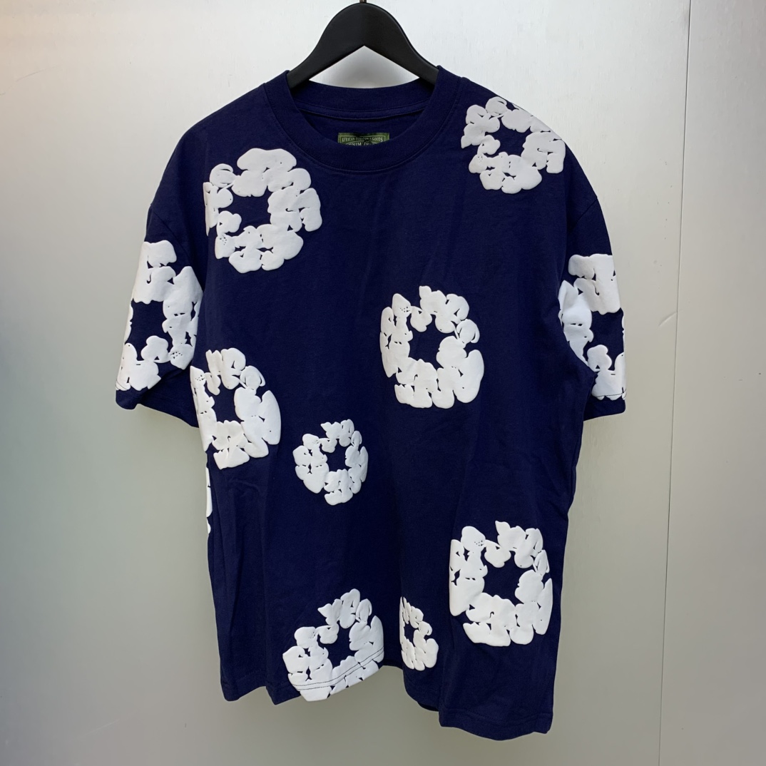 Denim Tears Cotton T-shirt In Navy - DesignerGu