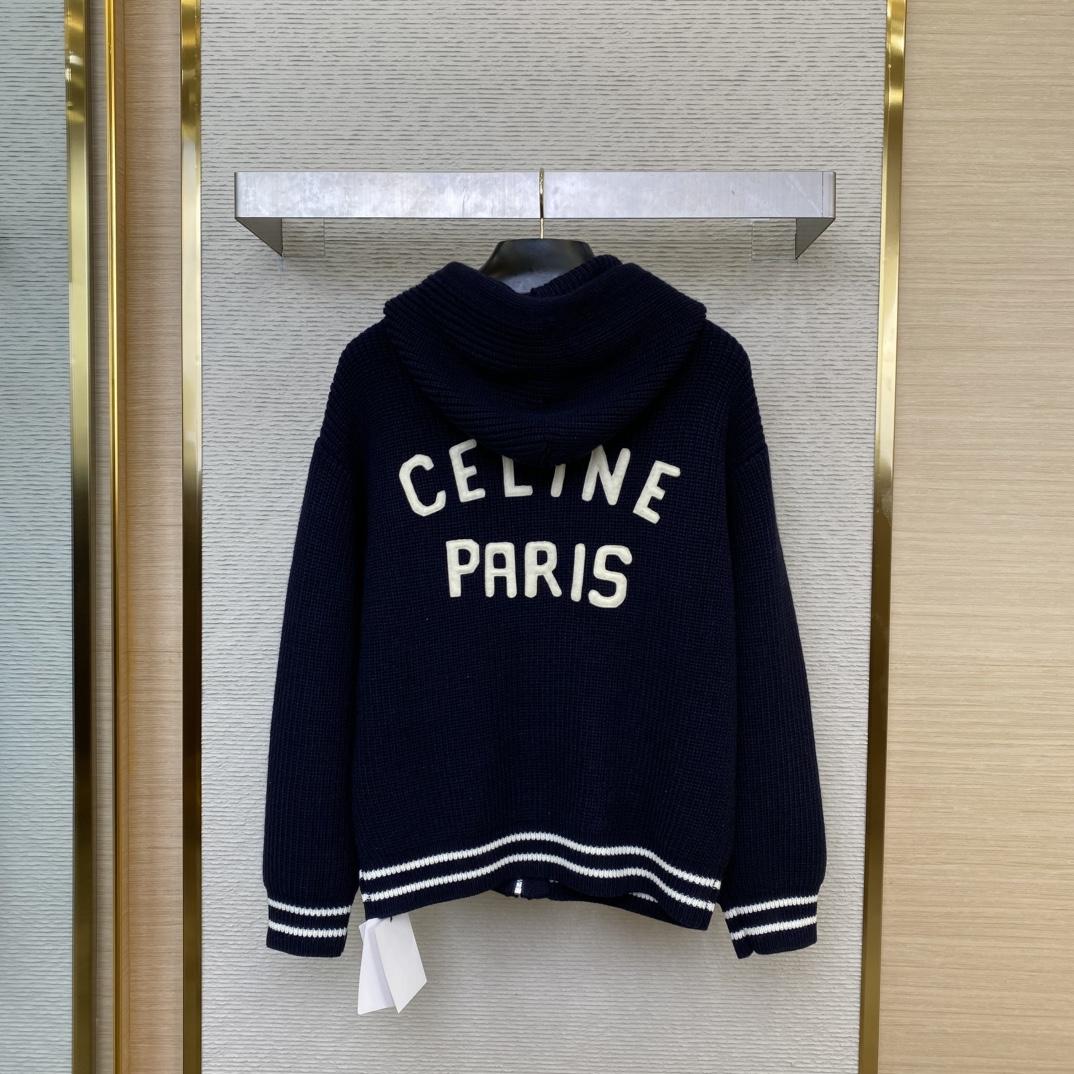 Celine College Hooded Sweater In Wool - DesignerGu