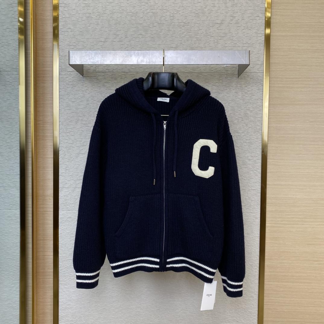 Celine College Hooded Sweater In Wool - DesignerGu