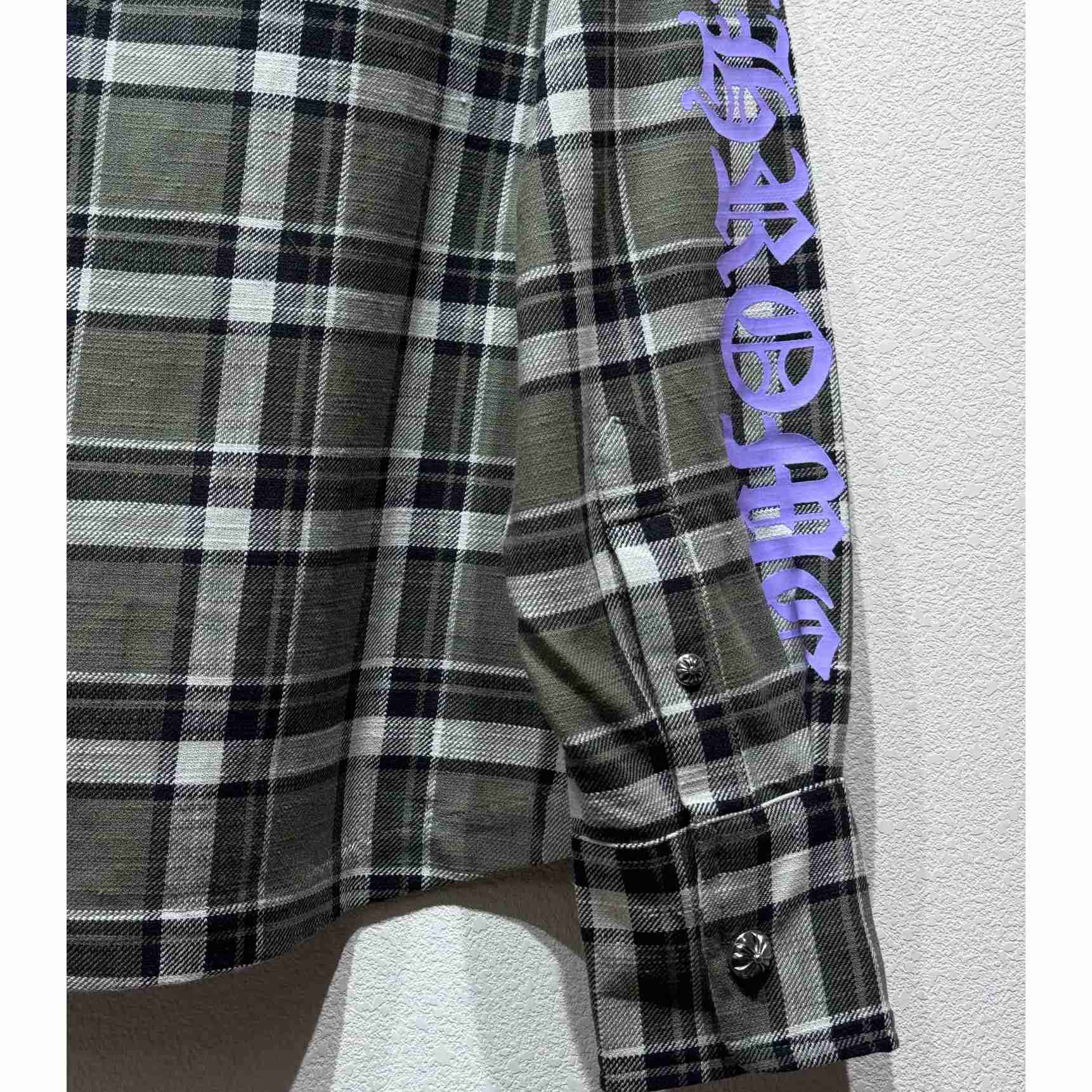 Chrome Hearts Sleeve Print Flannel Shirt - DesignerGu