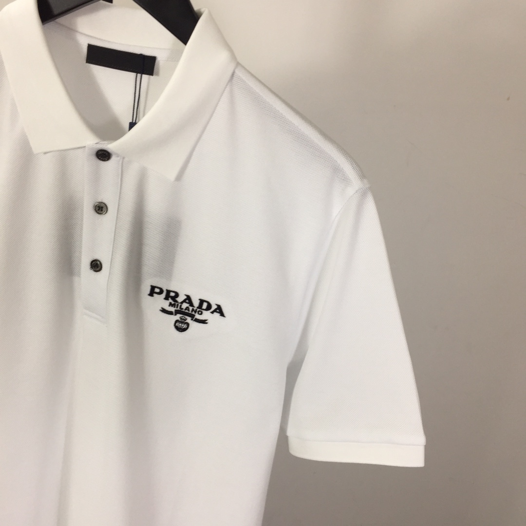 Prada Logo Cotton Polo Shirt - DesignerGu