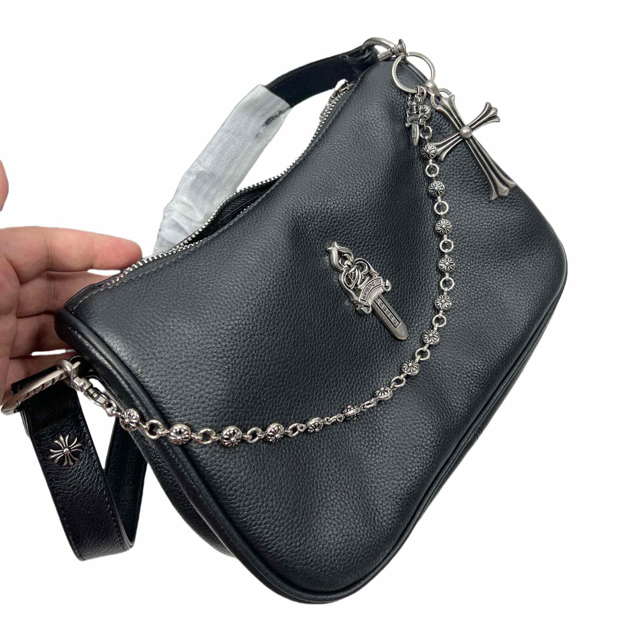 Chrome Heart Black Nugget Bag   25-16-9cm - DesignerGu