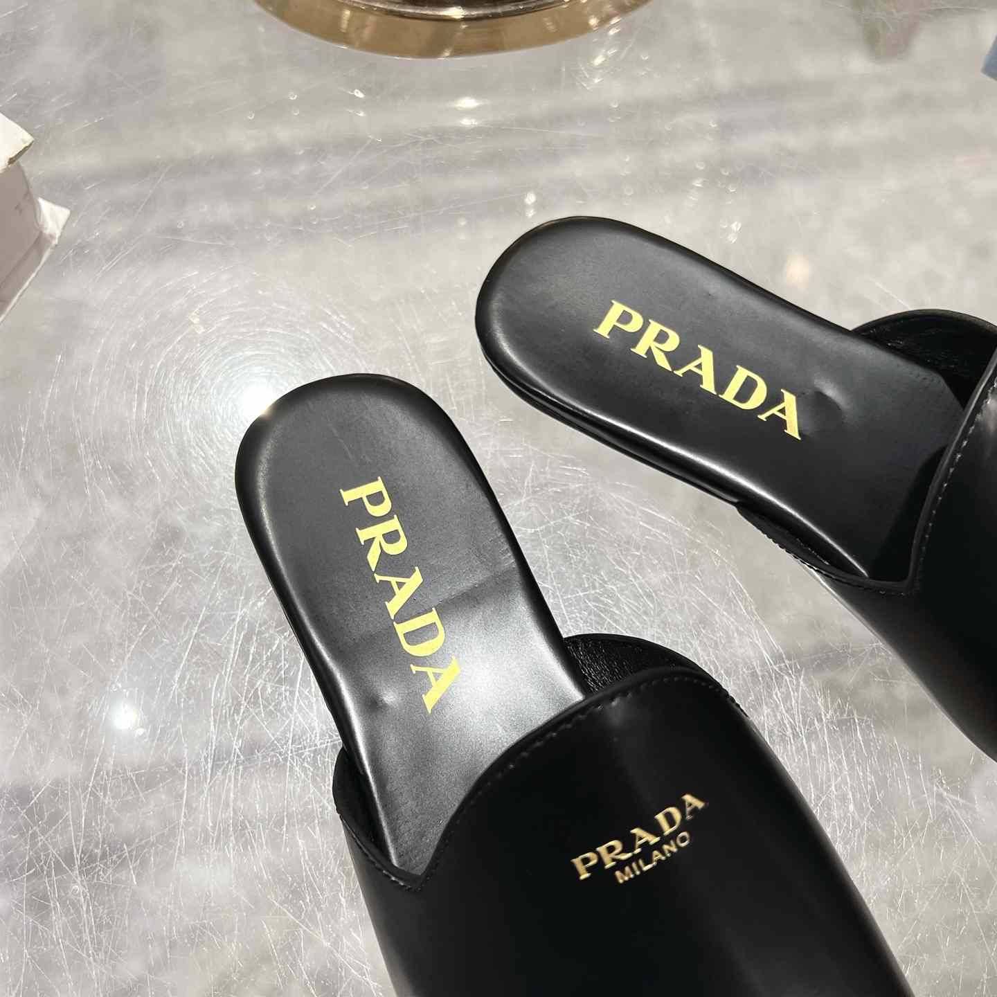 Prada Brushed Leather Slippers - DesignerGu