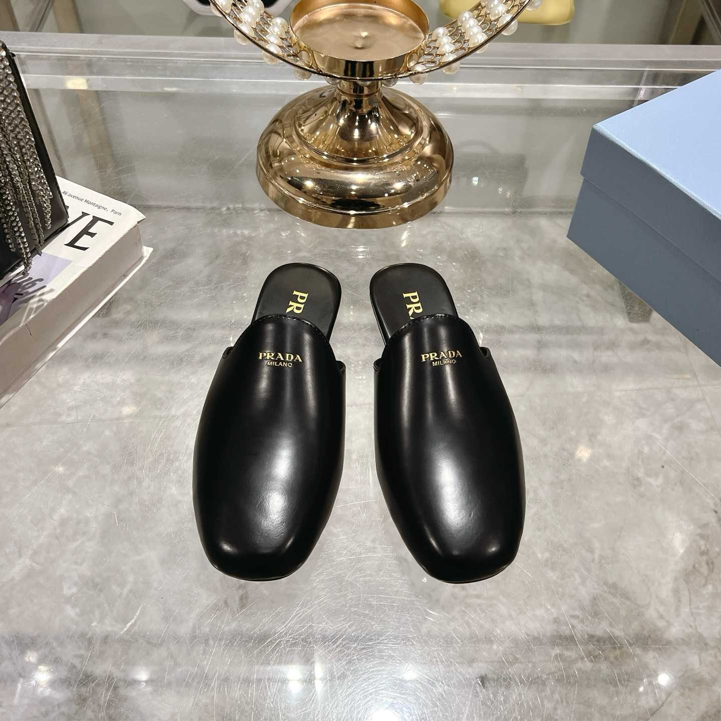 Prada Brushed Leather Slippers - DesignerGu