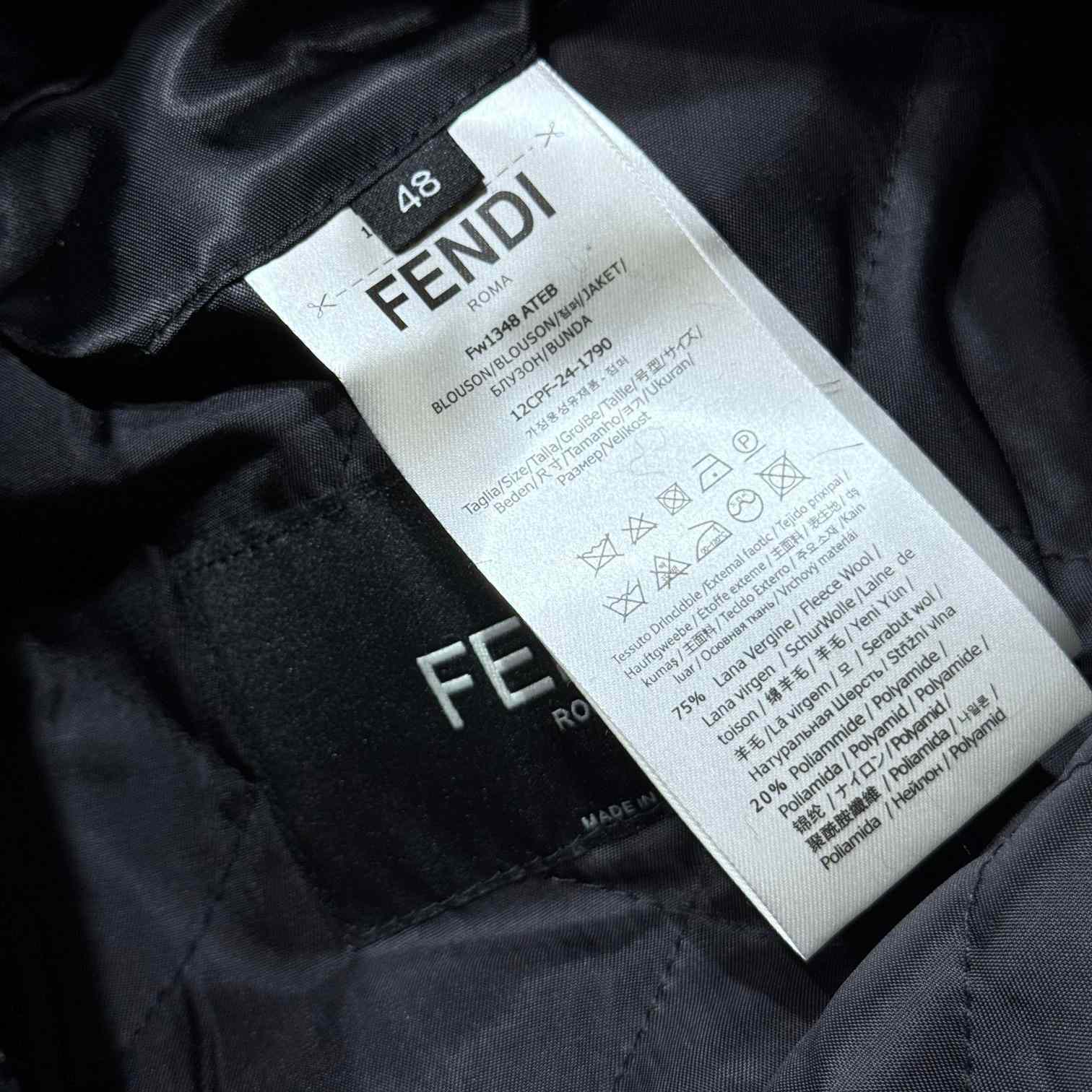 Fendi Black Wool Bomber Jacket - DesignerGu