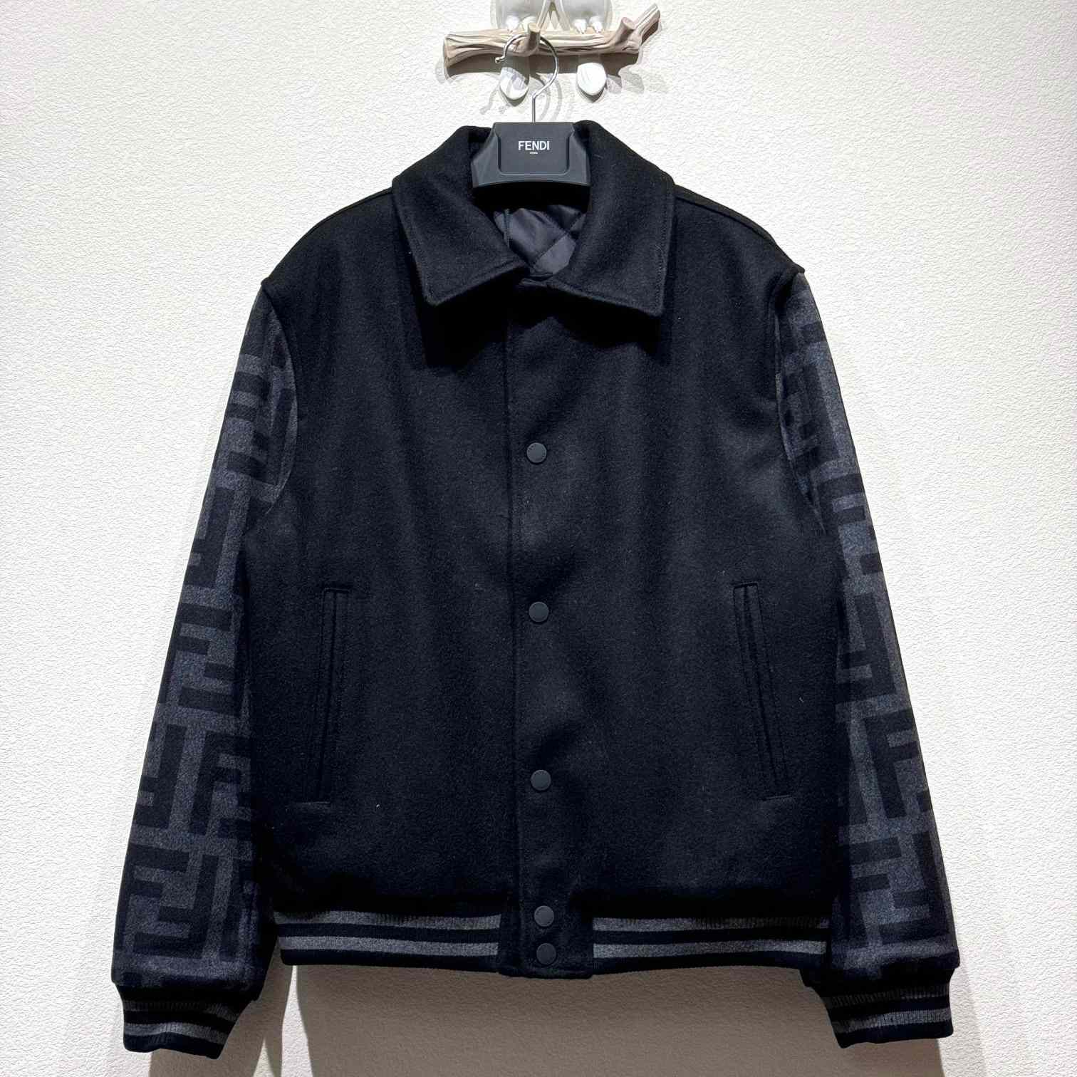 Fendi Black Wool Bomber Jacket - DesignerGu