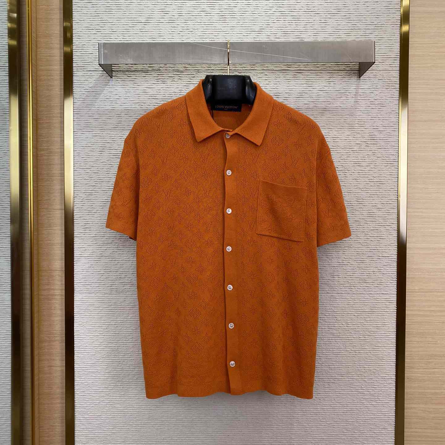 Louis Vuitton Monogram Pointelle Short-Sleeved Cotton Shirt   1AFQSY - DesignerGu