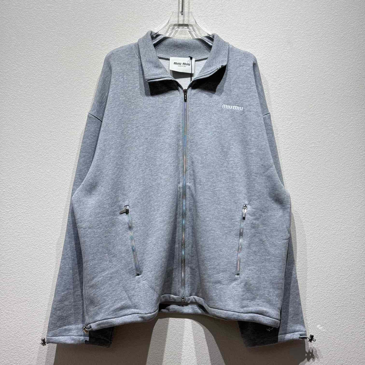 Miu Miu Cotton Fleece Zipper Sweatshirt - DesignerGu