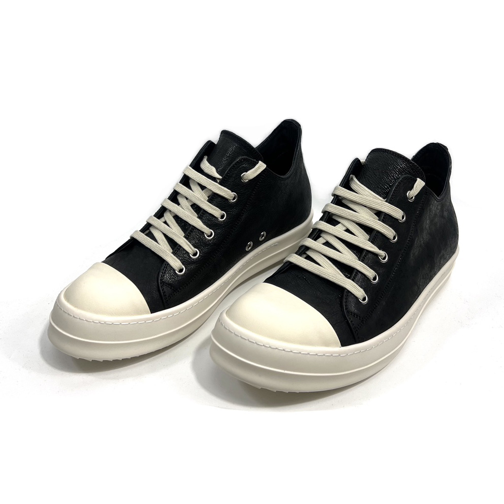 Rick Owens Leather Low-Top Sneakers - DesignerGu