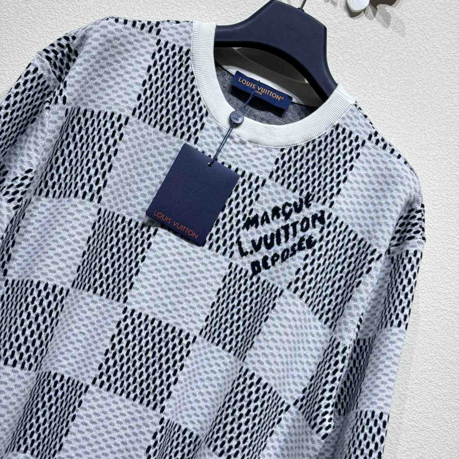 Louis Vuitton Damier Jacquard Short-Sleeved Crewneck   1AHEB7 - DesignerGu