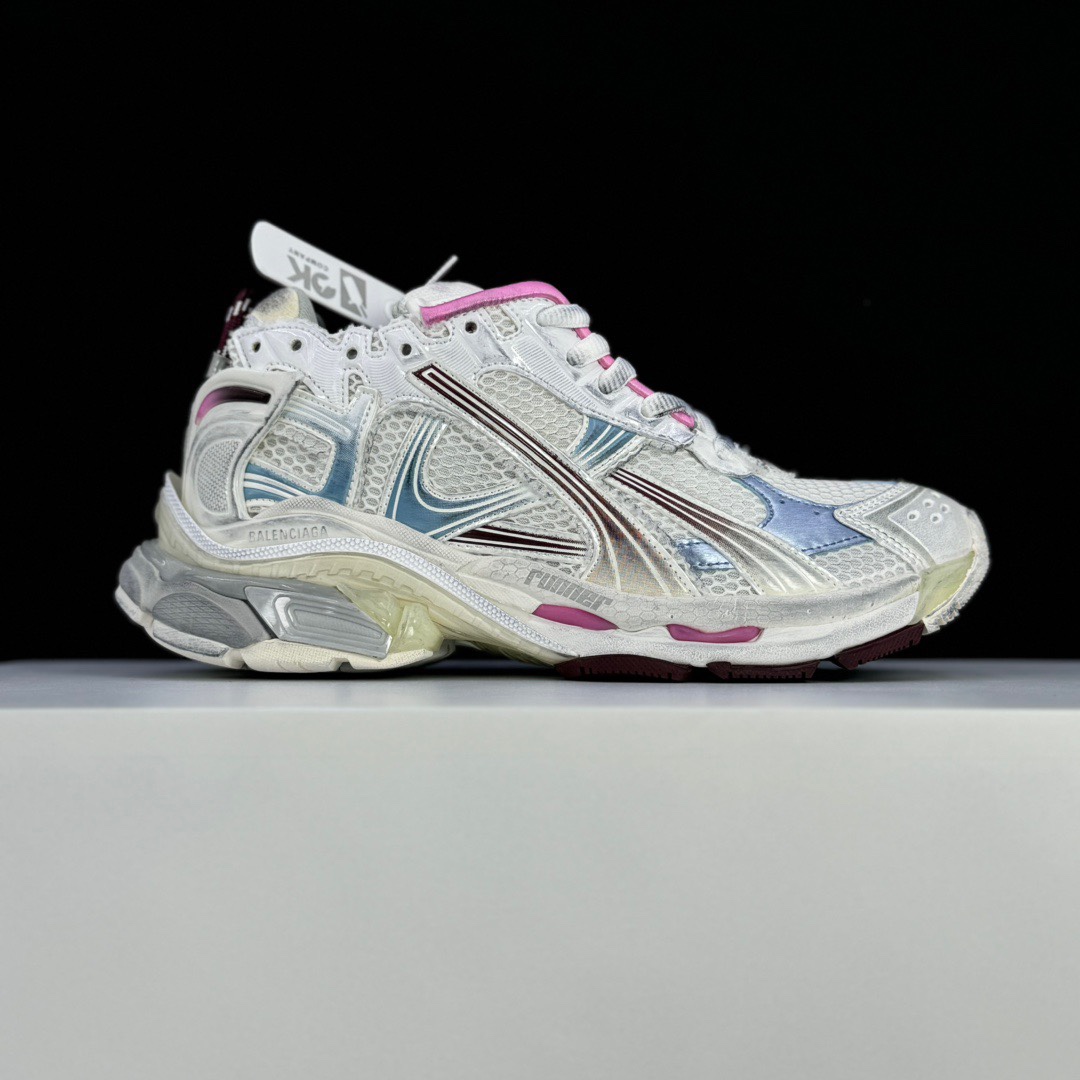 Balenciaga Runner Gradient Sneaker In White, Brown, Blue, Pink And Grey Mesh - DesignerGu