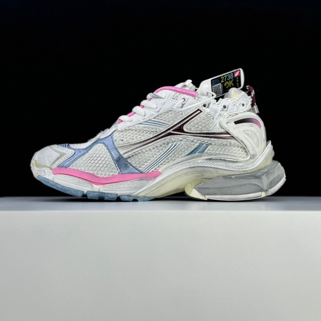 Balenciaga Runner Gradient Sneaker In White, Brown, Blue, Pink And Grey Mesh - DesignerGu