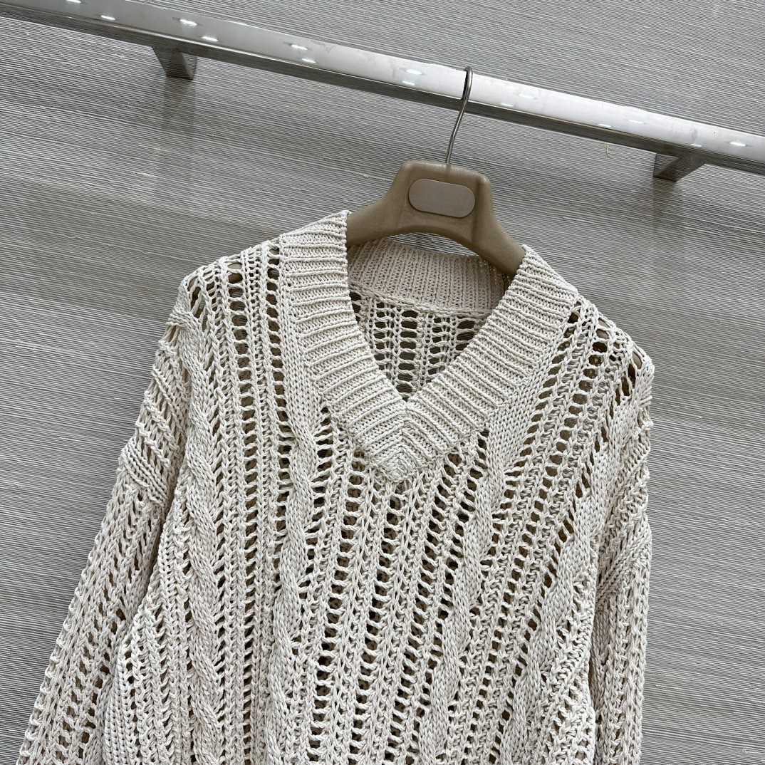 Brunello Cucinelli Jute And Cotton Cable & Mesh Sweater - DesignerGu