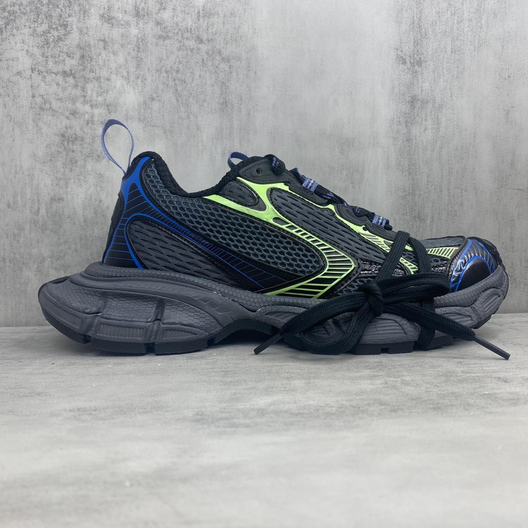 Balenciaga 3XL Sneaker In Dark Grey, Black, Blue And Green Mesh - DesignerGu