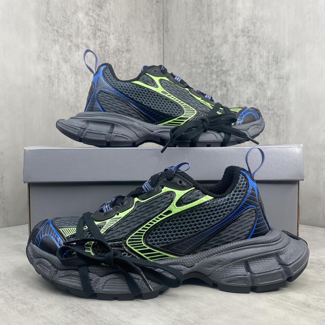 Balenciaga 3XL Sneaker In Dark Grey, Black, Blue And Green Mesh - DesignerGu