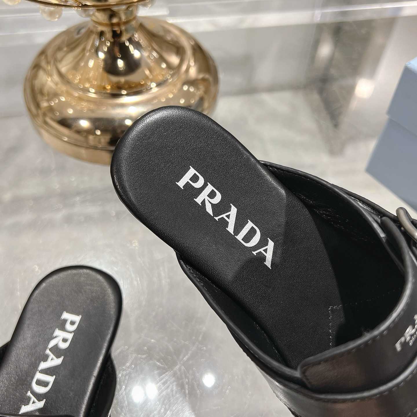 Prada Shuffle Fringed Monk Strap Leather Mules - DesignerGu