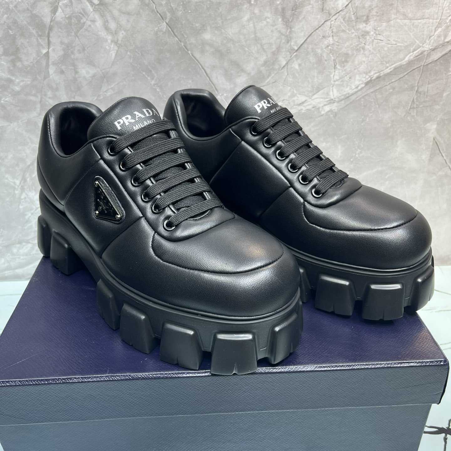 Prada Padded Nappa Leather Lace-up Shoes - DesignerGu