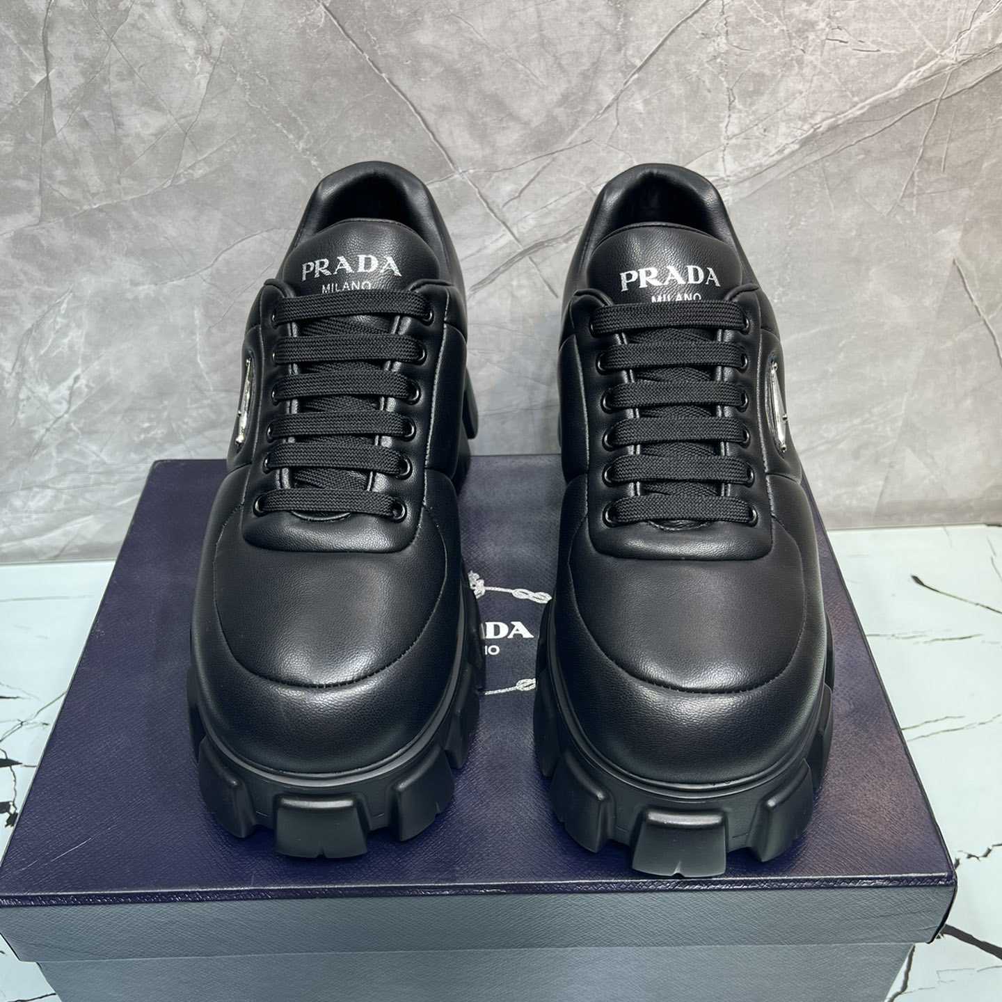 Prada Padded Nappa Leather Lace-up Shoes - DesignerGu