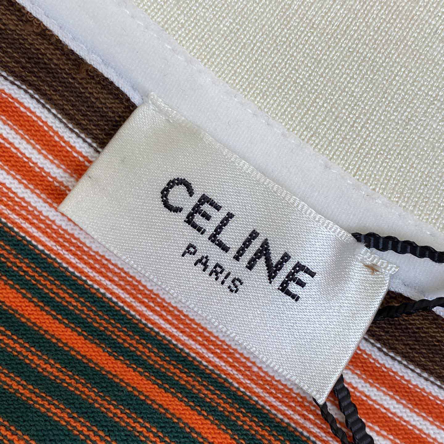 Celine Triomphe Cropped Polo Shirt In Striped Cotton - DesignerGu