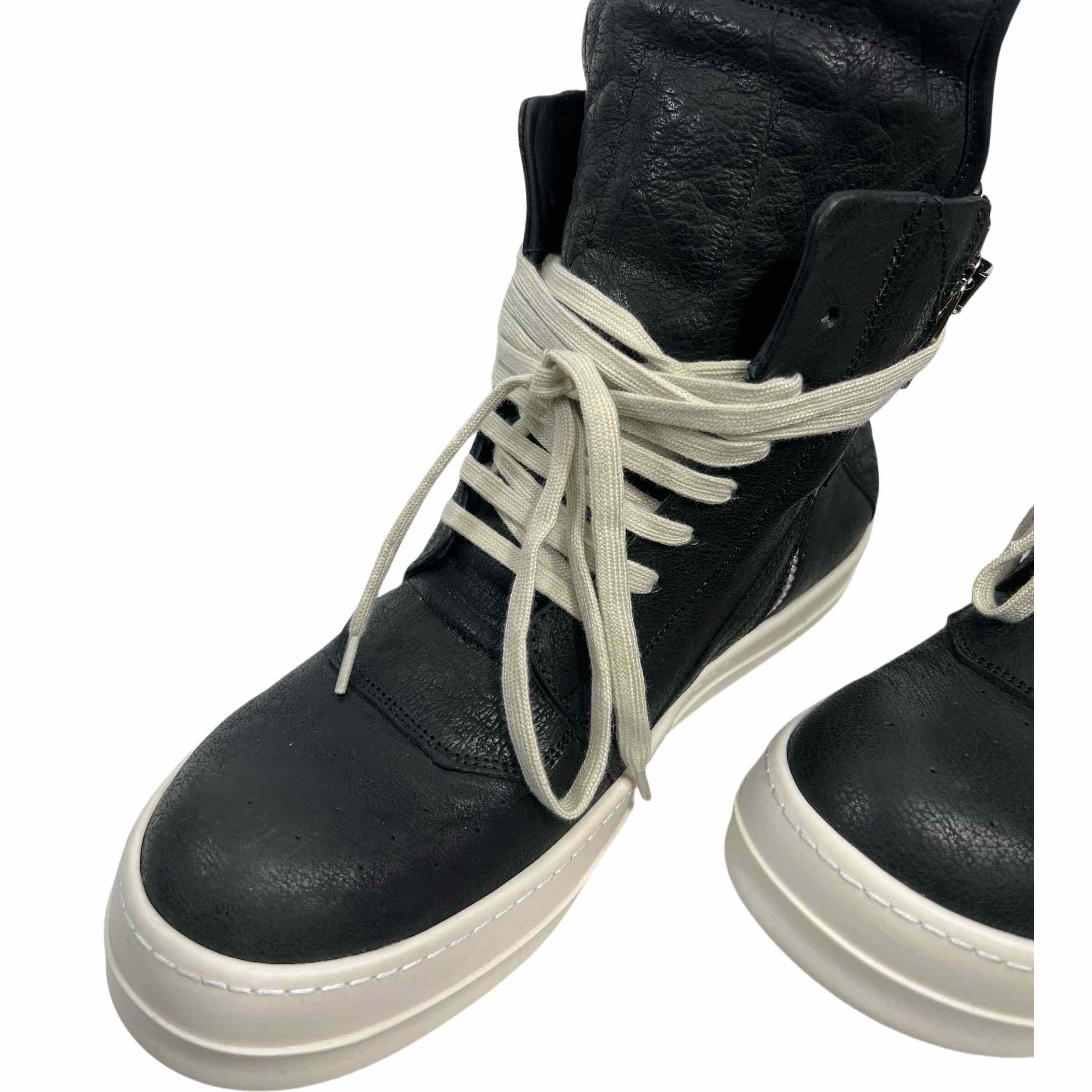 Rick Owens Leather High-Top Sneakers - DesignerGu