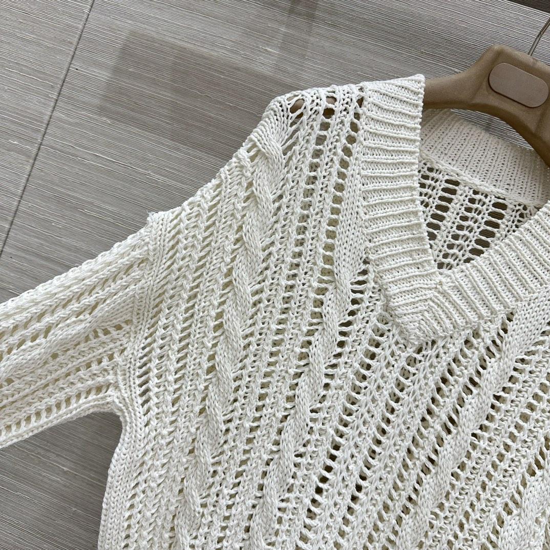 Brunello Cucinelli Jute And Cotton Cable & Mesh Sweater - DesignerGu