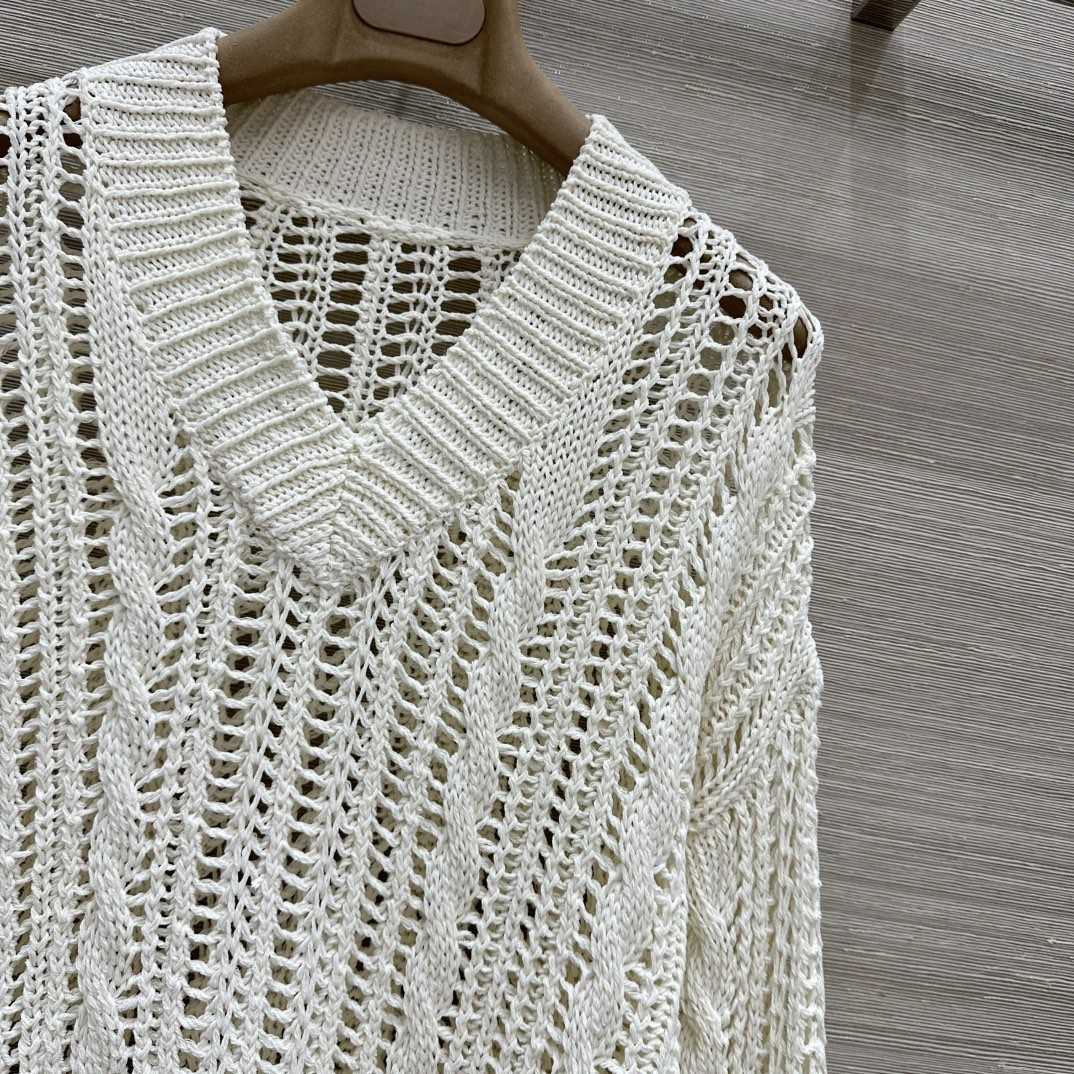 Brunello Cucinelli Jute And Cotton Cable & Mesh Sweater - DesignerGu