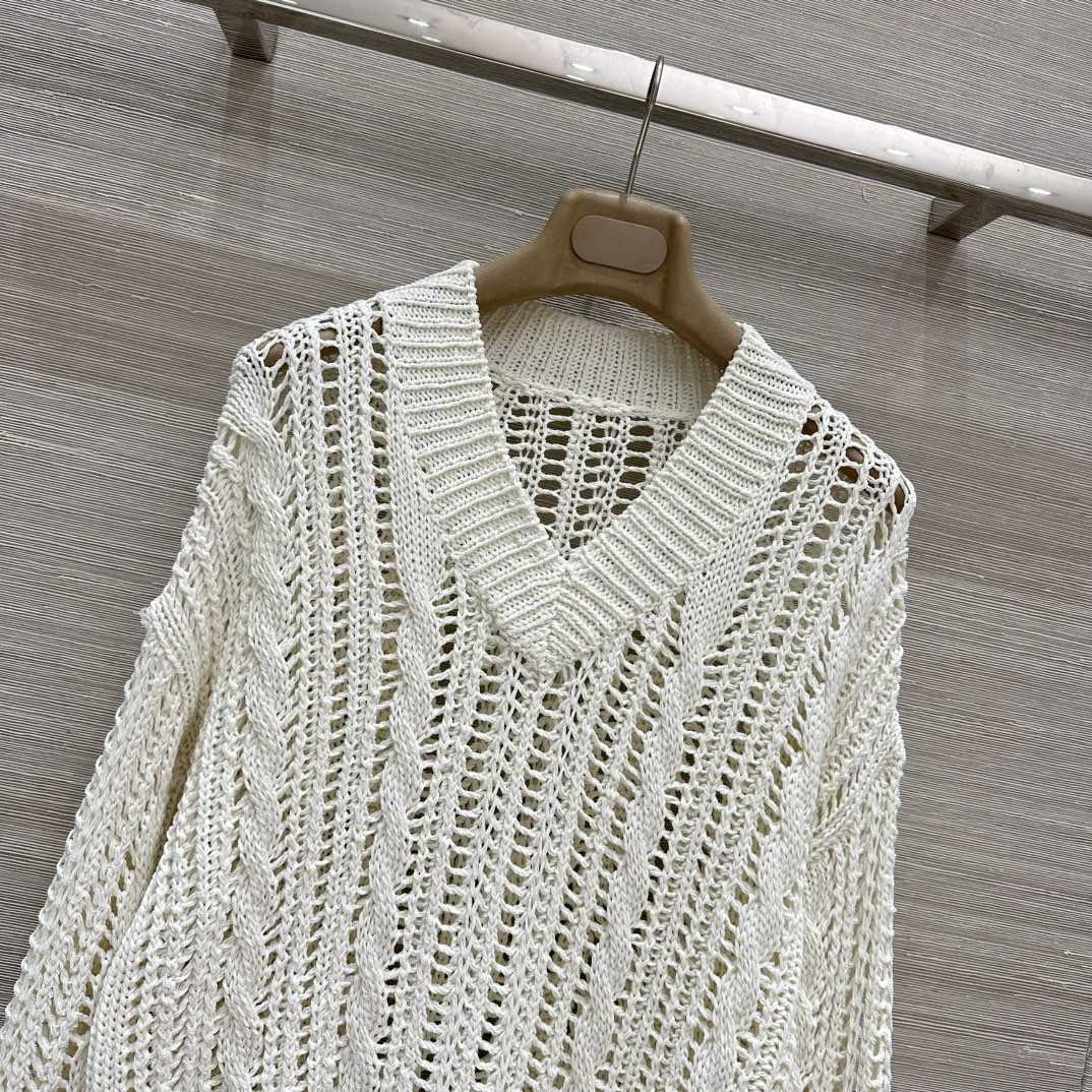 Brunello Cucinelli Jute And Cotton Cable & Mesh Sweater - DesignerGu